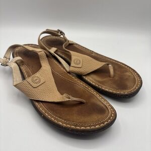 UGG Women's Sefina Thong Buckle Strap Sandals Tan Leather Size 8